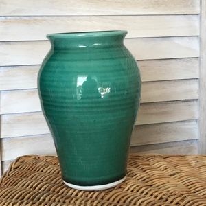 Glazed Pottery Hand Thrown Vase Emerald Green